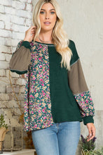 Load image into Gallery viewer, Celeste Full Size Floral Color Block Exposed Seam T-Shirt
