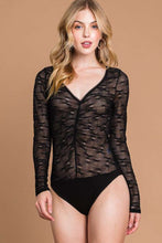 Load image into Gallery viewer, Culture Code Round Neck Mesh Perspective Bodysuit