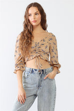 Load image into Gallery viewer, Miss Love / Kevin Co. Floral Ruffle Smocked Back Ruched Crop Top