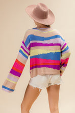 Load image into Gallery viewer, BiBi Multi Color Geometric Stripe Sweater