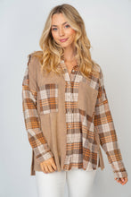 Load image into Gallery viewer, White Birch Full Size Contrast Plaid Button Down Shirt
