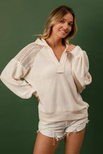 Load image into Gallery viewer, BiBi French Terry Lace Shoulder Top