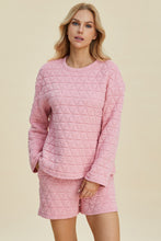 Load image into Gallery viewer, Double Take Full Size Texture Round Neck Long Sleeve Top and Shorts Set