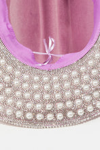 Load image into Gallery viewer, Fame Pave Rhinestone Pearl Trim Cowboy Hat