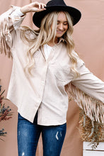 Load image into Gallery viewer, And The Why Full Size Fringe Back Detailed Button Down Shacket