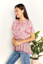 Load image into Gallery viewer, Perfee Bohemian Decorative Button Tie-Neck Peplum Blouse