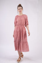 Load image into Gallery viewer, VERY J Floral Round Neck Tiered Midi Dress