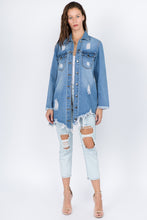 Load image into Gallery viewer, American Bazi Distressed Frayed Hem Denim Jacket