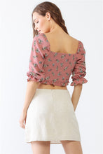 Load image into Gallery viewer, Miss Love / Kevin Co. Floral Ruffle Smocked Back Ruched Crop Top