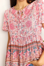 Load image into Gallery viewer, Perfee Bohemian Decorative Button Tie-Neck Peplum Blouse