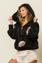 Load image into Gallery viewer, BiBi Sequin Football Half Zip Hoodie