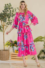 Load image into Gallery viewer, Celeste Full Size Floral Ruffle Tiered Midi Dress