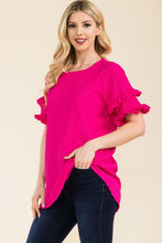 Load image into Gallery viewer, Celeste Full Size Ruffle Short Sleeve Texture Top