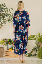 Load image into Gallery viewer, Celeste Full Size Floral Ruffle Tiered Midi Dress