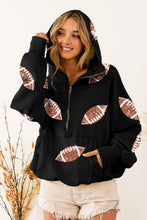 Load image into Gallery viewer, BiBi Sequin Football Half Zip Hoodie