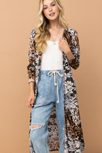 Load image into Gallery viewer, And The Why Leopard Kimono Open Front Longline Cardigan