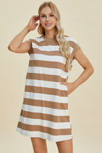 Load image into Gallery viewer, Basic Bae Full Size Striped Round Neck Cap Sleeve Mini Dress