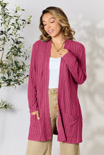 Load image into Gallery viewer, Basic Bae Full Size Ribbed Open Front Cardigan with Pockets