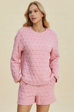 Load image into Gallery viewer, Double Take Full Size Texture Round Neck Long Sleeve Top and Shorts Set