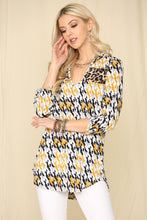 Load image into Gallery viewer, Celeste Full Size Houndstooth &amp; Leopard Roll-Tab Sleeve Top