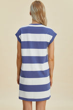 Load image into Gallery viewer, Basic Bae Full Size Striped Round Neck Cap Sleeve Mini Dress