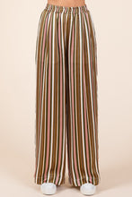 Load image into Gallery viewer, Mittoshop Striped Satin Elastic Waist Wide Leg Pants