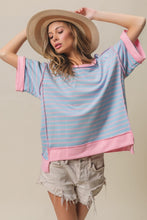 Load image into Gallery viewer, BiBi Exposed Seam Stripe Contrast T-Shirt