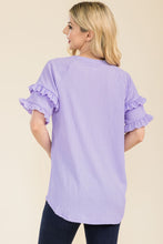 Load image into Gallery viewer, Celeste Full Size Ruffle Short Sleeve Texture Top