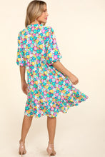 Load image into Gallery viewer, Haptics Bubble Sleeve Floral Ruffled Dress