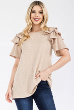 Load image into Gallery viewer, Celeste Full Size Ruffle Layered Short Sleeve Texture Top