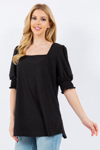 Celeste Full Size Swiss Dot Puff Sleeve Top