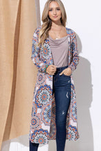 Load image into Gallery viewer, And The Why Printed Kimono Open Front Longline Cardigan