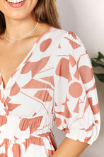 Load image into Gallery viewer, Printed Surplice Balloon Sleeve Dress