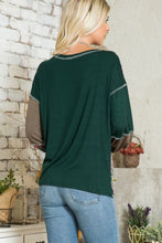 Load image into Gallery viewer, Celeste Full Size Floral Color Block Exposed Seam T-Shirt