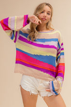 Load image into Gallery viewer, BiBi Multi Color Geometric Stripe Sweater