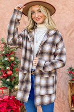 Load image into Gallery viewer, And The Why Plaid Open Front Hooded Shacket