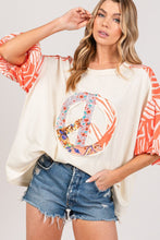 Load image into Gallery viewer, SAGE + FIG Peace Applique Patch with Zebra Print Contrast Top