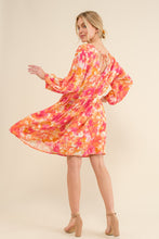 Load image into Gallery viewer, And The Why Full Size Printed Tie Back Long Sleeve Dress