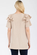 Load image into Gallery viewer, Celeste Full Size Ruffle Layered Short Sleeve Texture Top