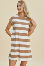 Load image into Gallery viewer, Basic Bae Full Size Striped Round Neck Cap Sleeve Mini Dress