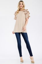 Load image into Gallery viewer, Celeste Full Size Ruffle Layered Short Sleeve Texture Top