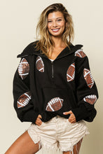 Load image into Gallery viewer, BiBi Sequin Football Half Zip Hoodie