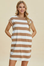 Load image into Gallery viewer, Basic Bae Full Size Striped Round Neck Cap Sleeve Mini Dress