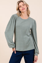 Load image into Gallery viewer, Mittoshop Round Neck Long Sleeve Rib Knit Top