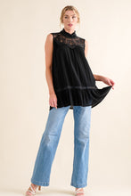 Load image into Gallery viewer, And The Why Lace Detail Sleeveless Ruffled Top