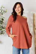 Load image into Gallery viewer, BOMBOM Drop Shoulder Long Sleeve Blouse with Pockets