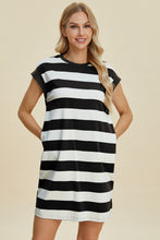 Load image into Gallery viewer, Basic Bae Full Size Striped Round Neck Cap Sleeve Mini Dress