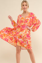 Load image into Gallery viewer, And The Why Full Size Printed Tie Back Long Sleeve Dress