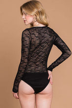 Load image into Gallery viewer, Culture Code Round Neck Mesh Perspective Bodysuit