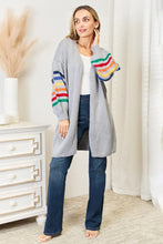 Load image into Gallery viewer, Angel Wings Multicolored Stripe Open Front Longline Cardigan